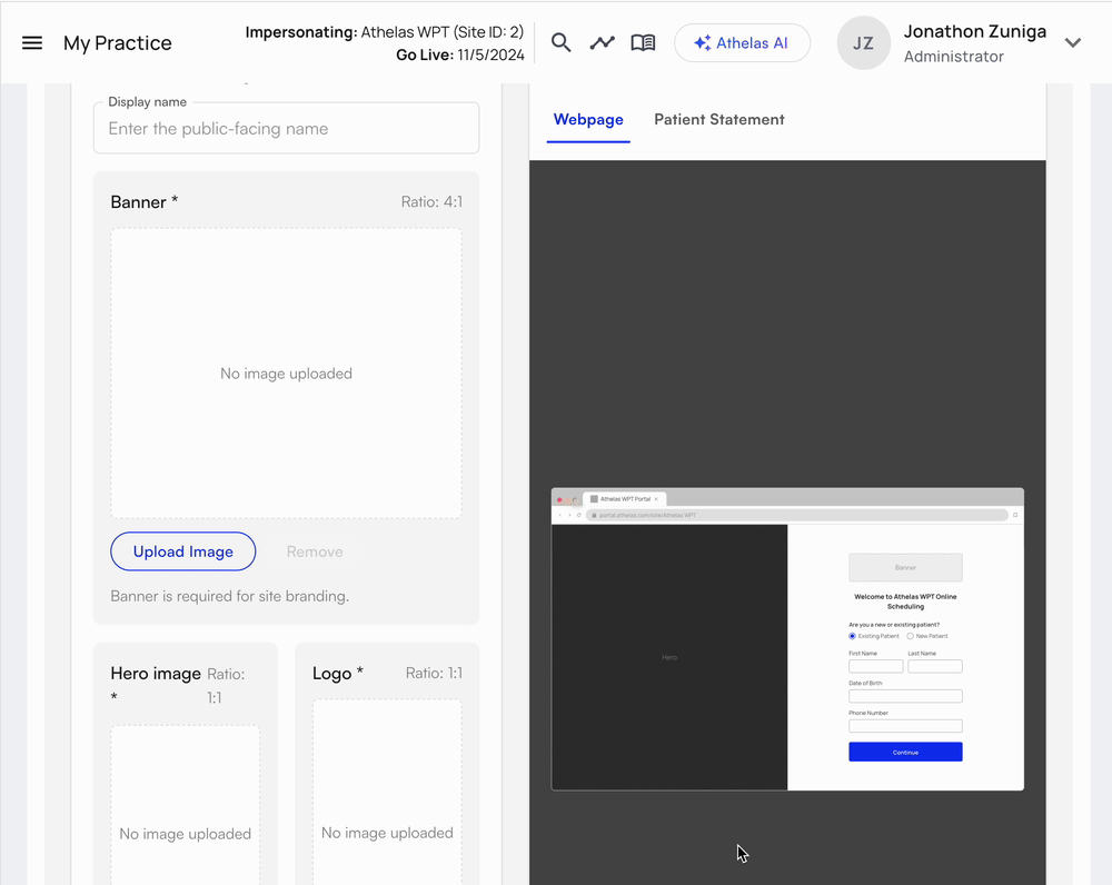 Uploading and positioning a logo