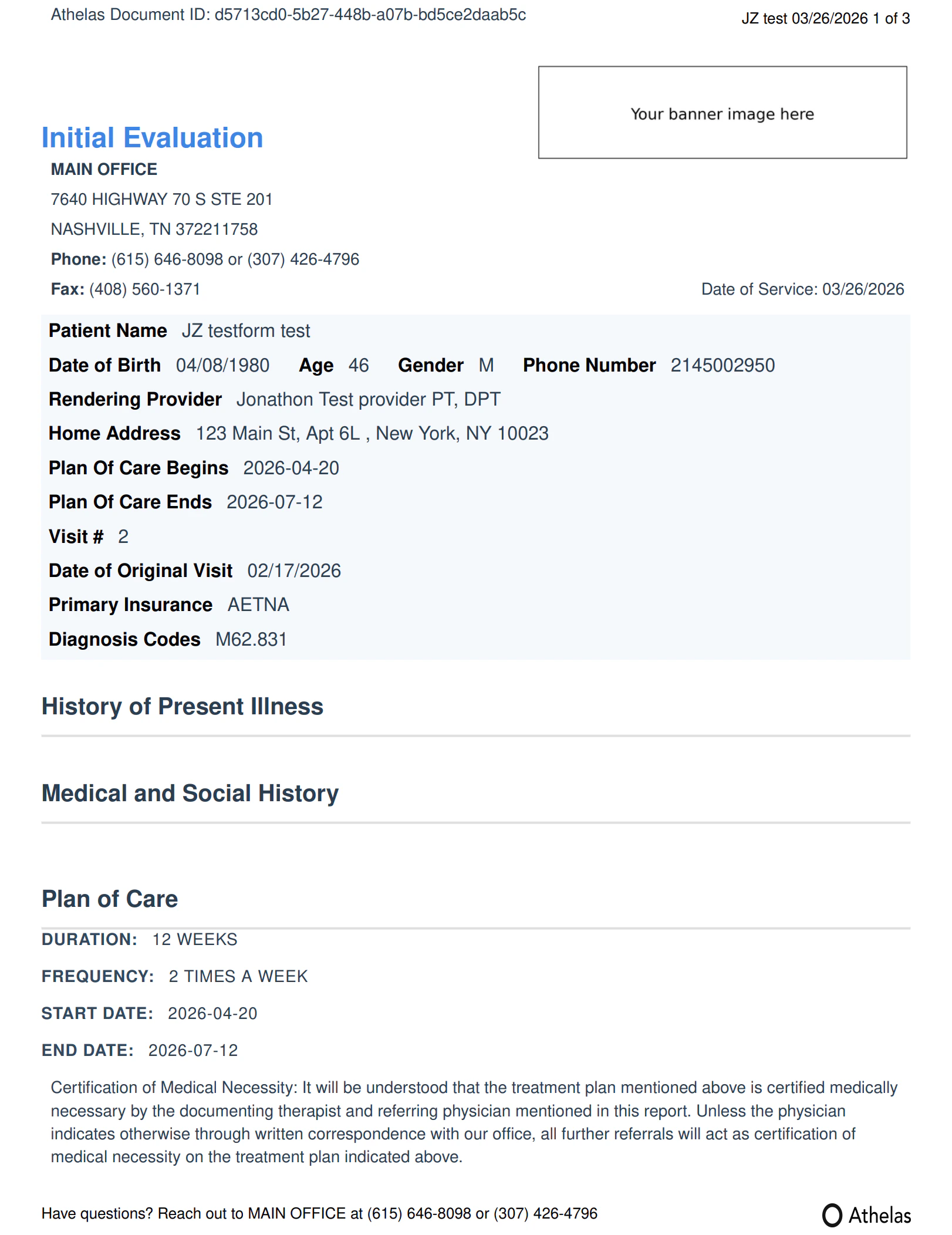 Branding on a billing PDF