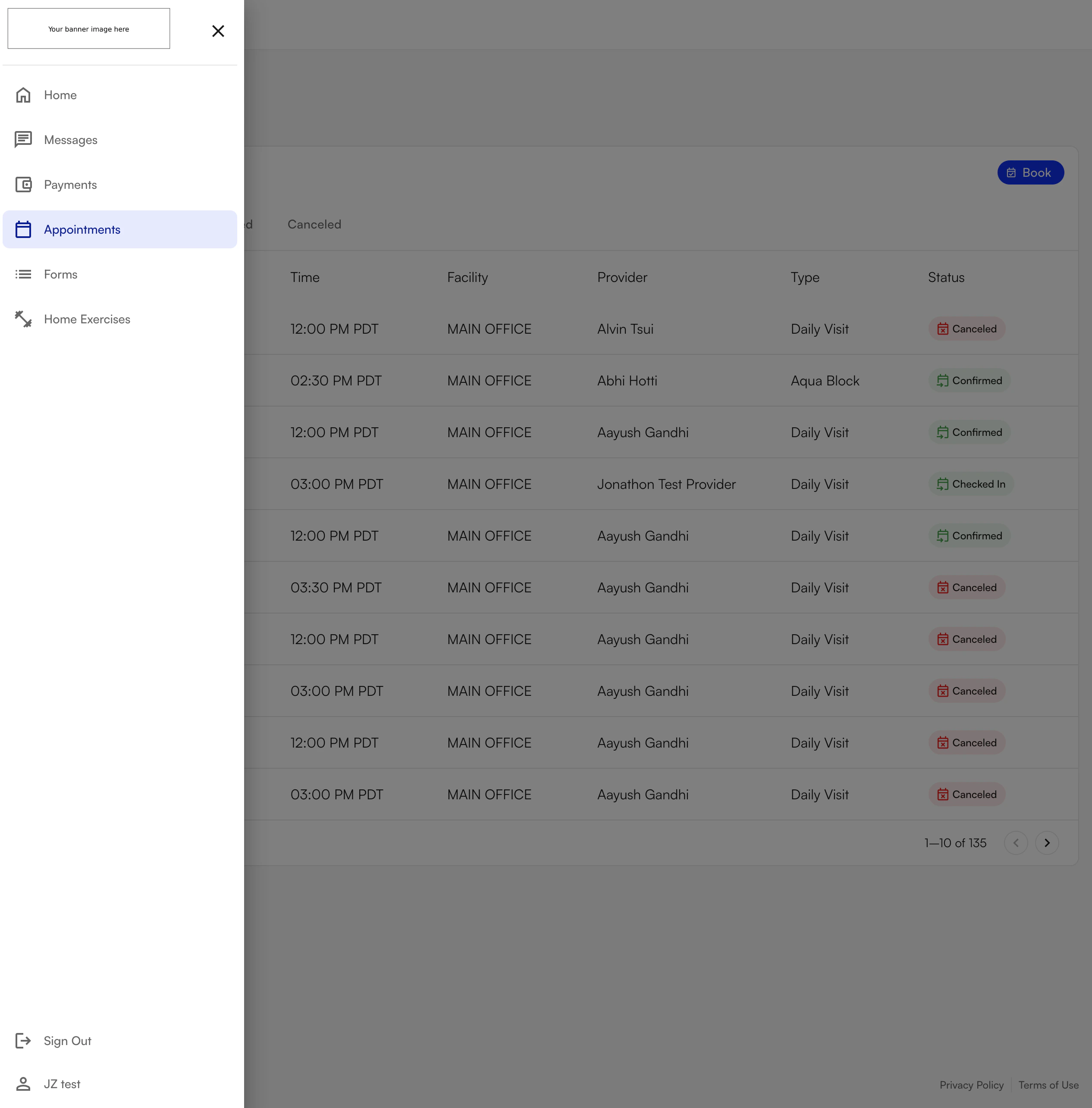 Branding on the Patient Portal sidebar