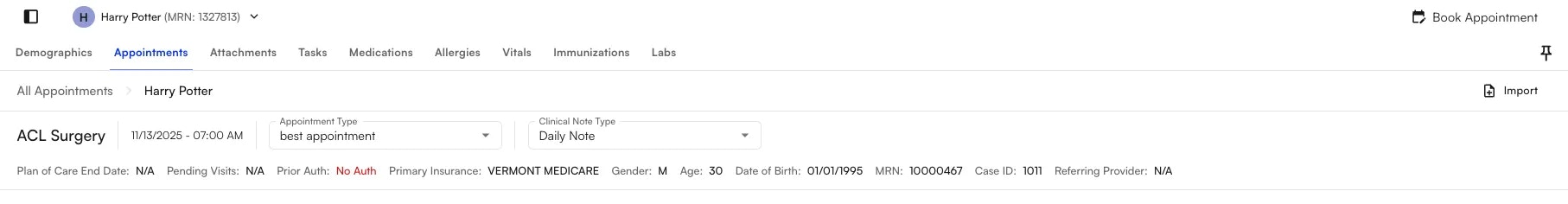 Patient Info Chart Notes Web