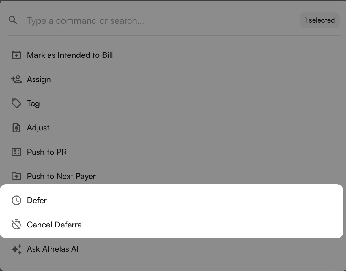 Defer and Cancel Deferral in the More Actions list