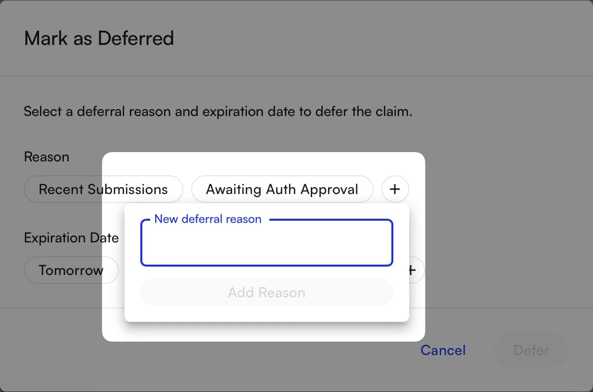 Adding a new deferral reason