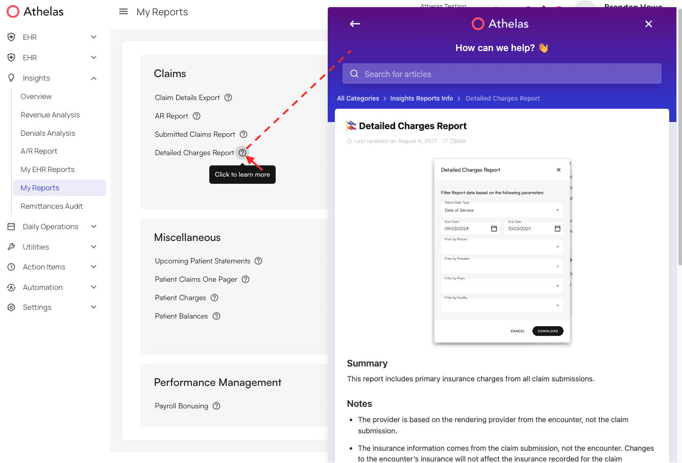 Building and Running Reports - Athelas