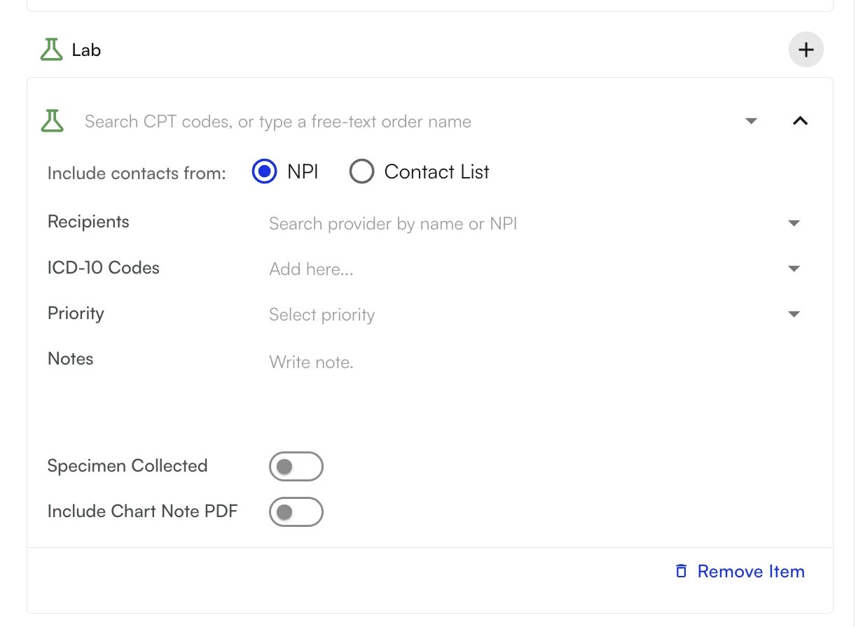 Adding a lab to an order set