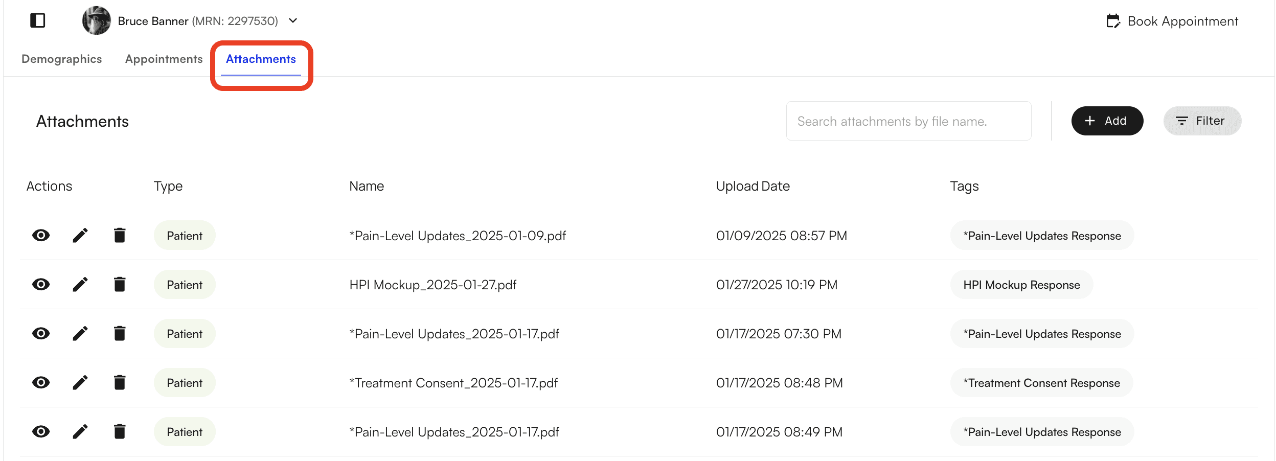 Add attachments to Patient Profile - Athelas