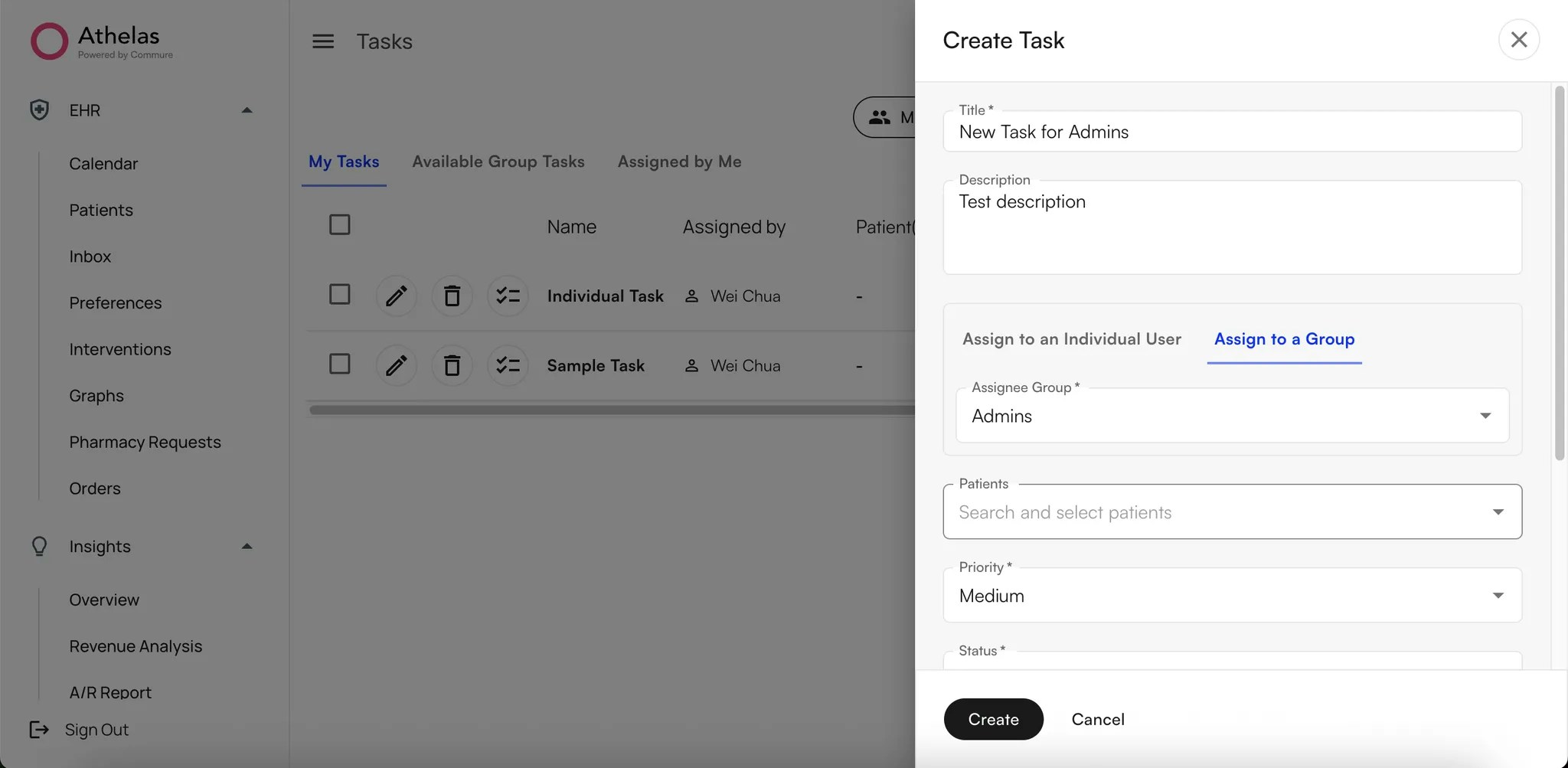 Create Group Task Web