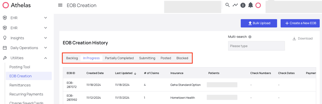 Basic Eobs EOB Creation and Portal Checks - Athelas