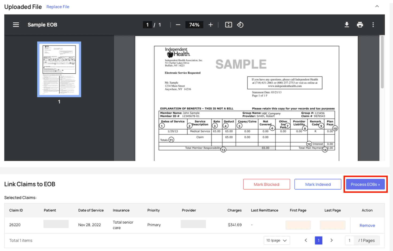 EOB Creation and Portal Checks - Athelas