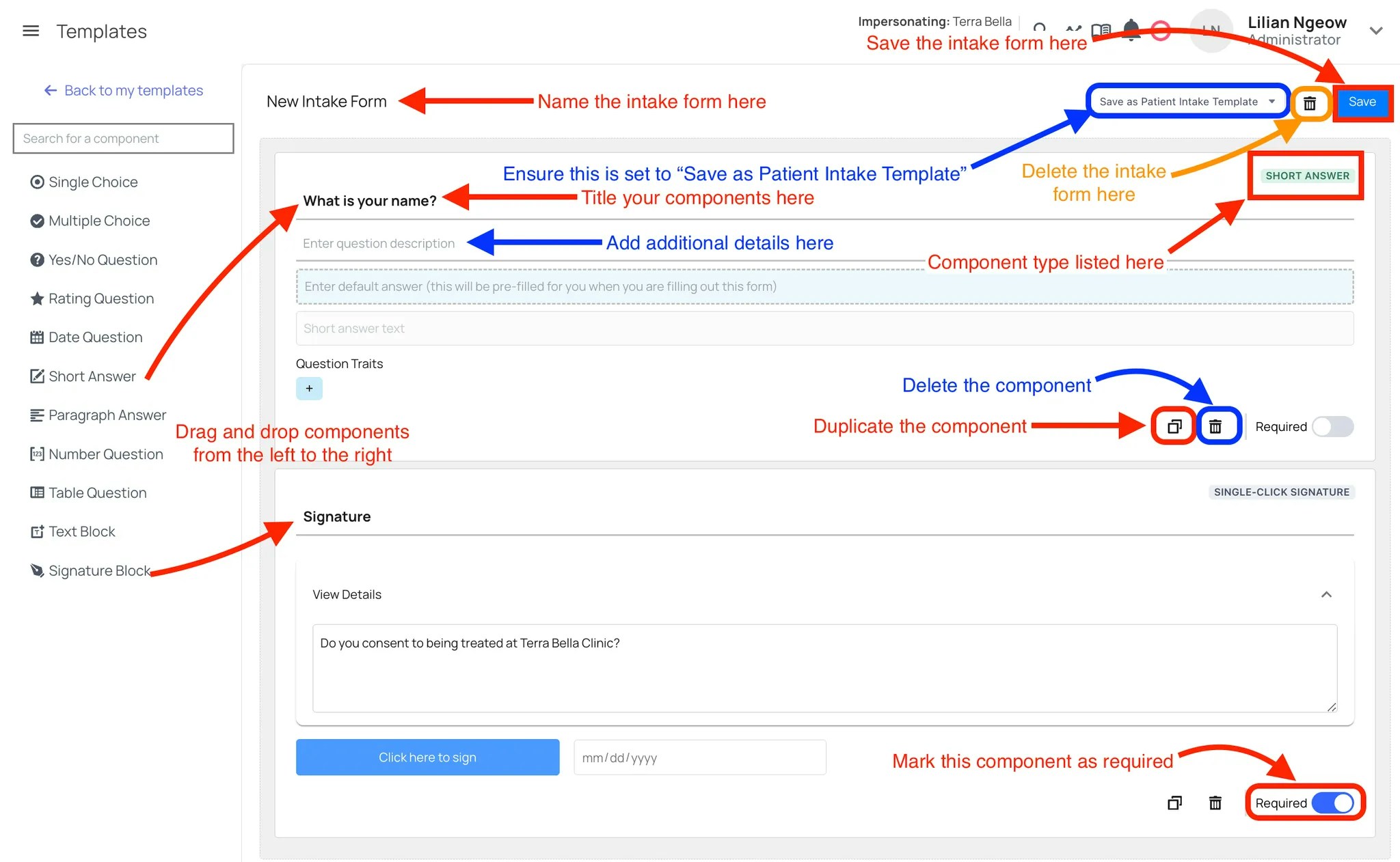 Create Intake Form Web