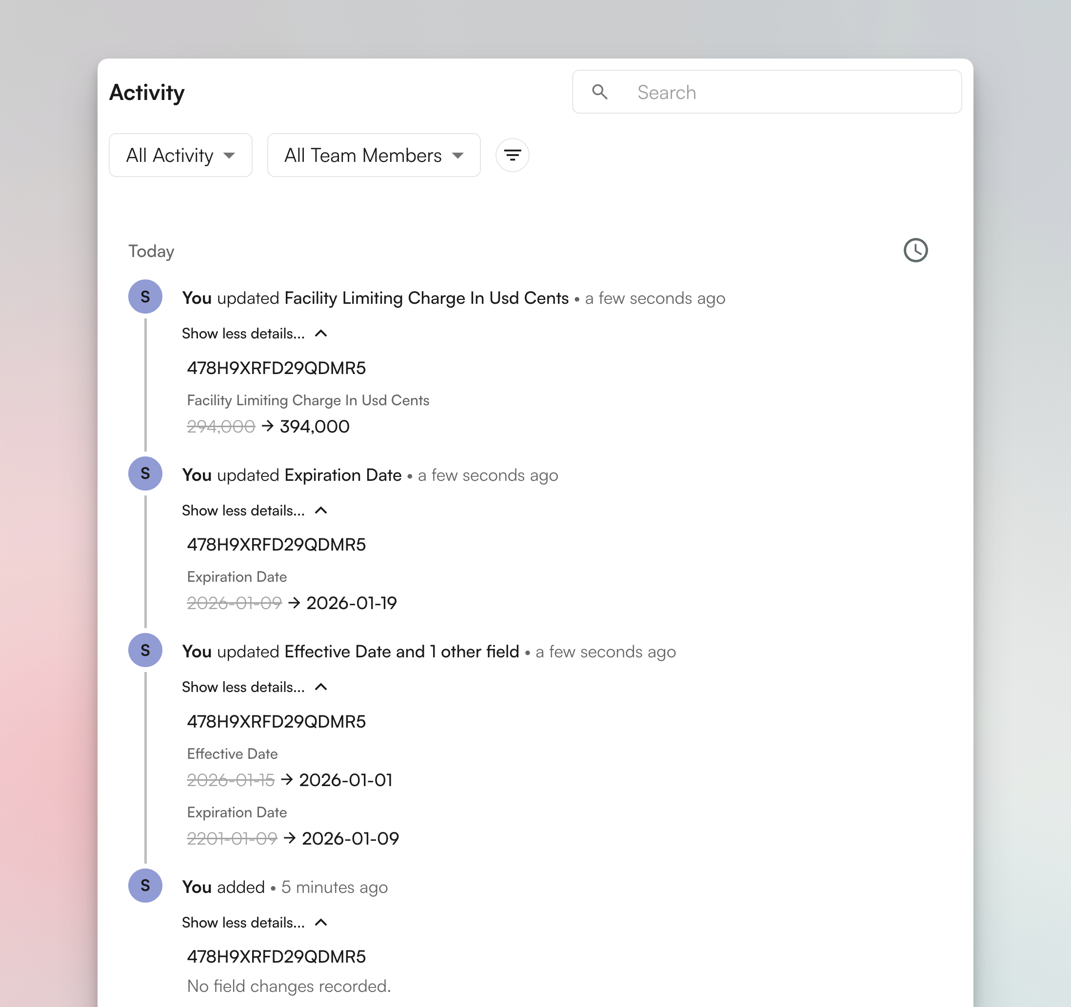 Individual Charge History