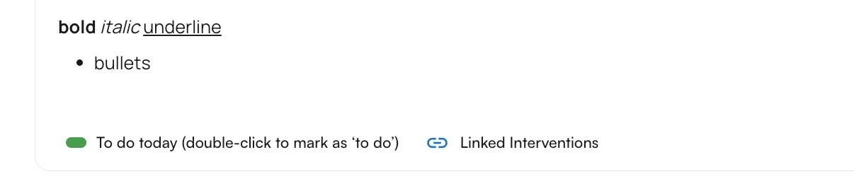Flowsheet Comments rich text editor