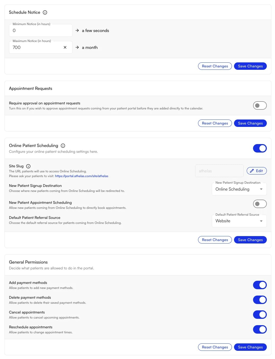 Portal Configs settings panel