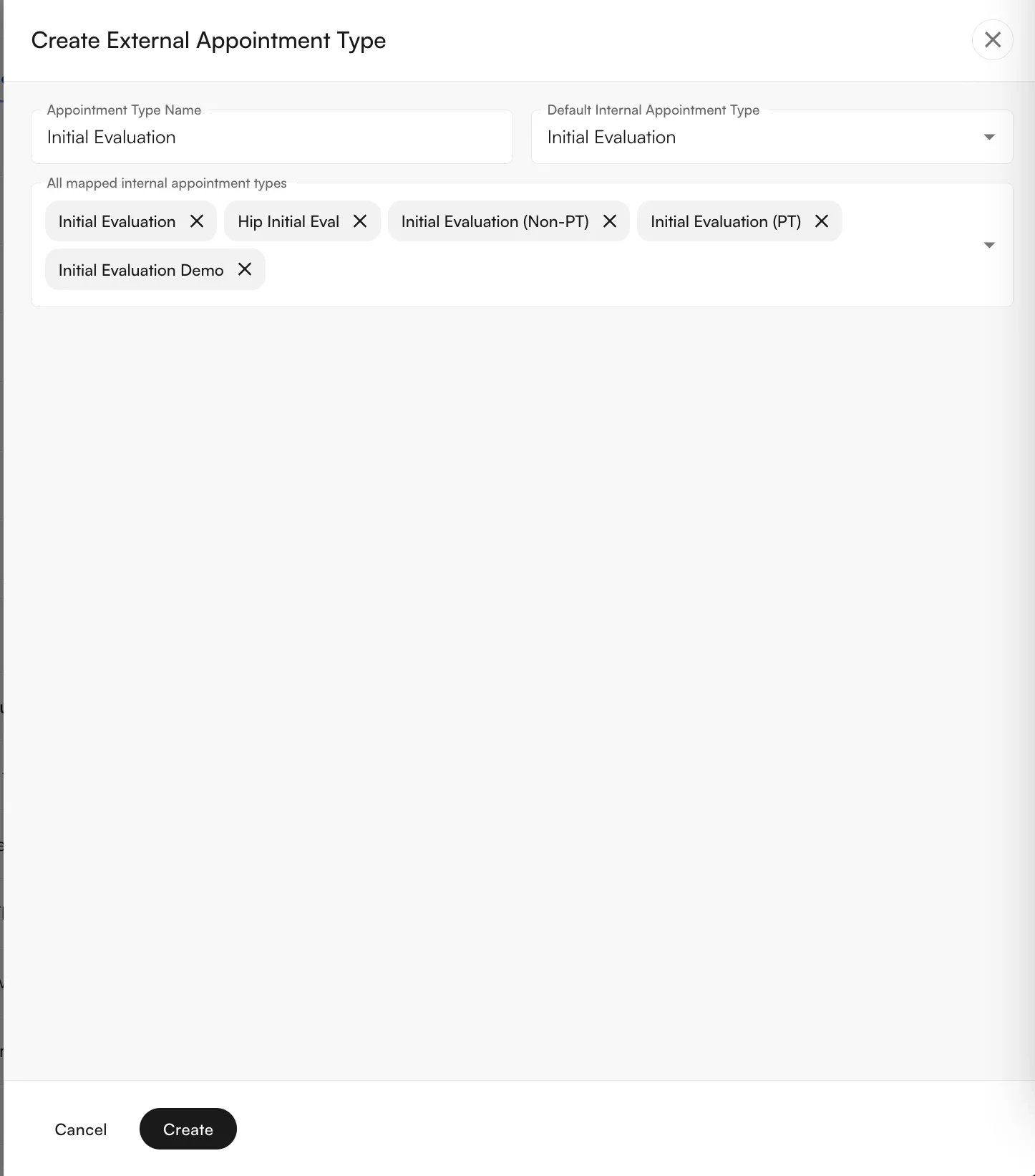 External-to-internal appointment type mapping