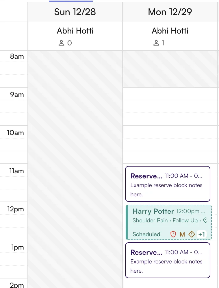 Reserve block split after override