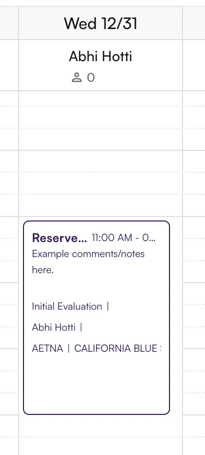 Reserve block — standard view Reserve block view — standard