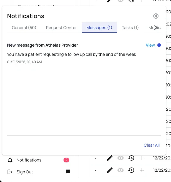 Message preview in Notifications Center