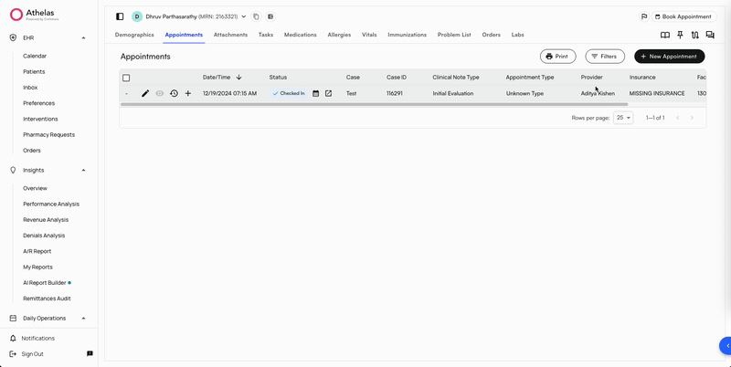 EHR notes across patient pages
