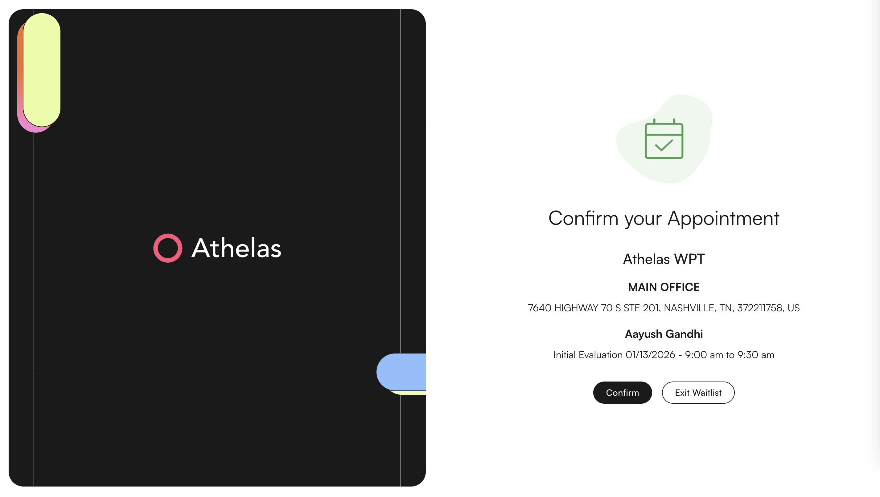 Patient accept/reject offer screen