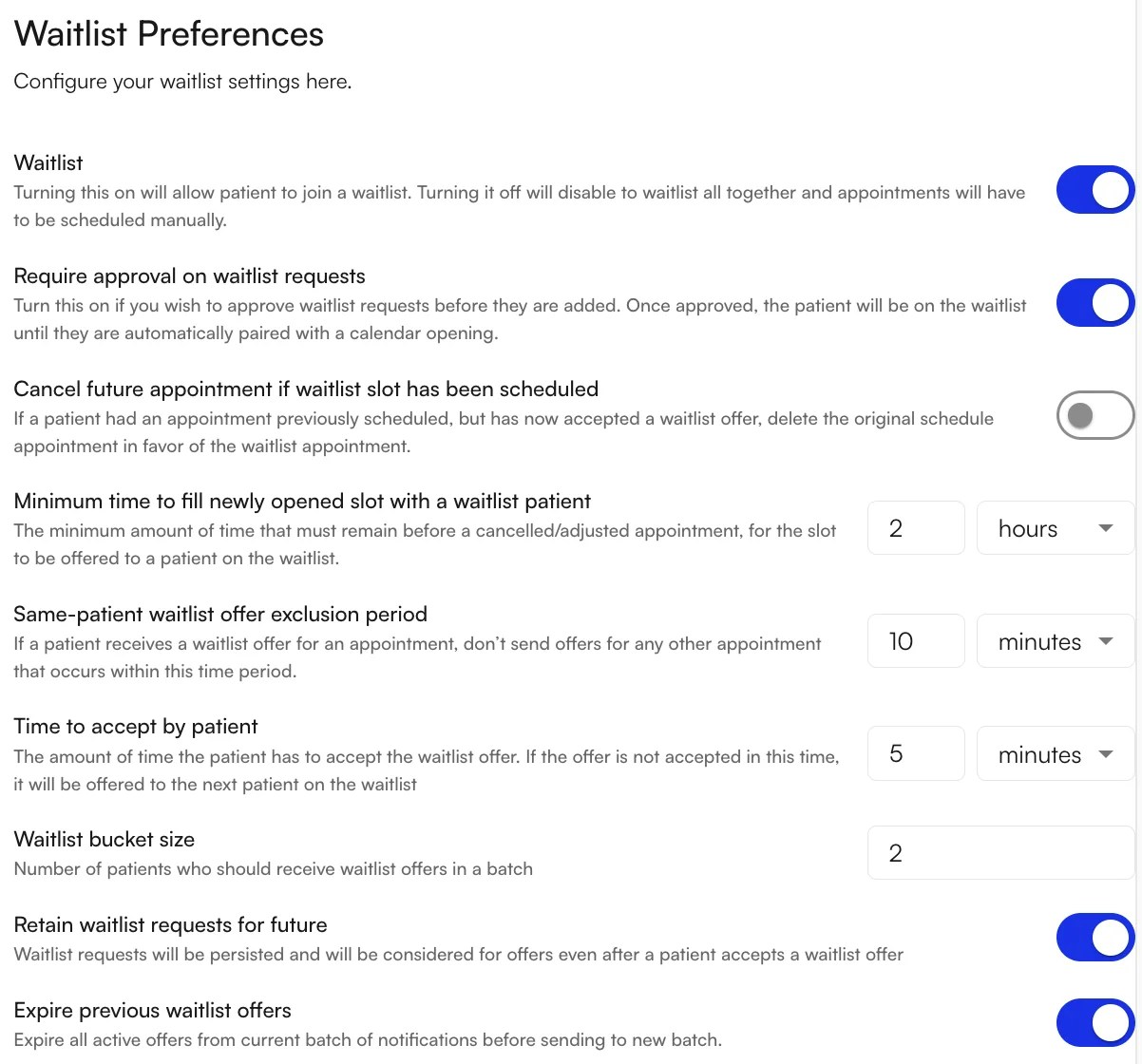Waitlist bucket / expiration timeline example