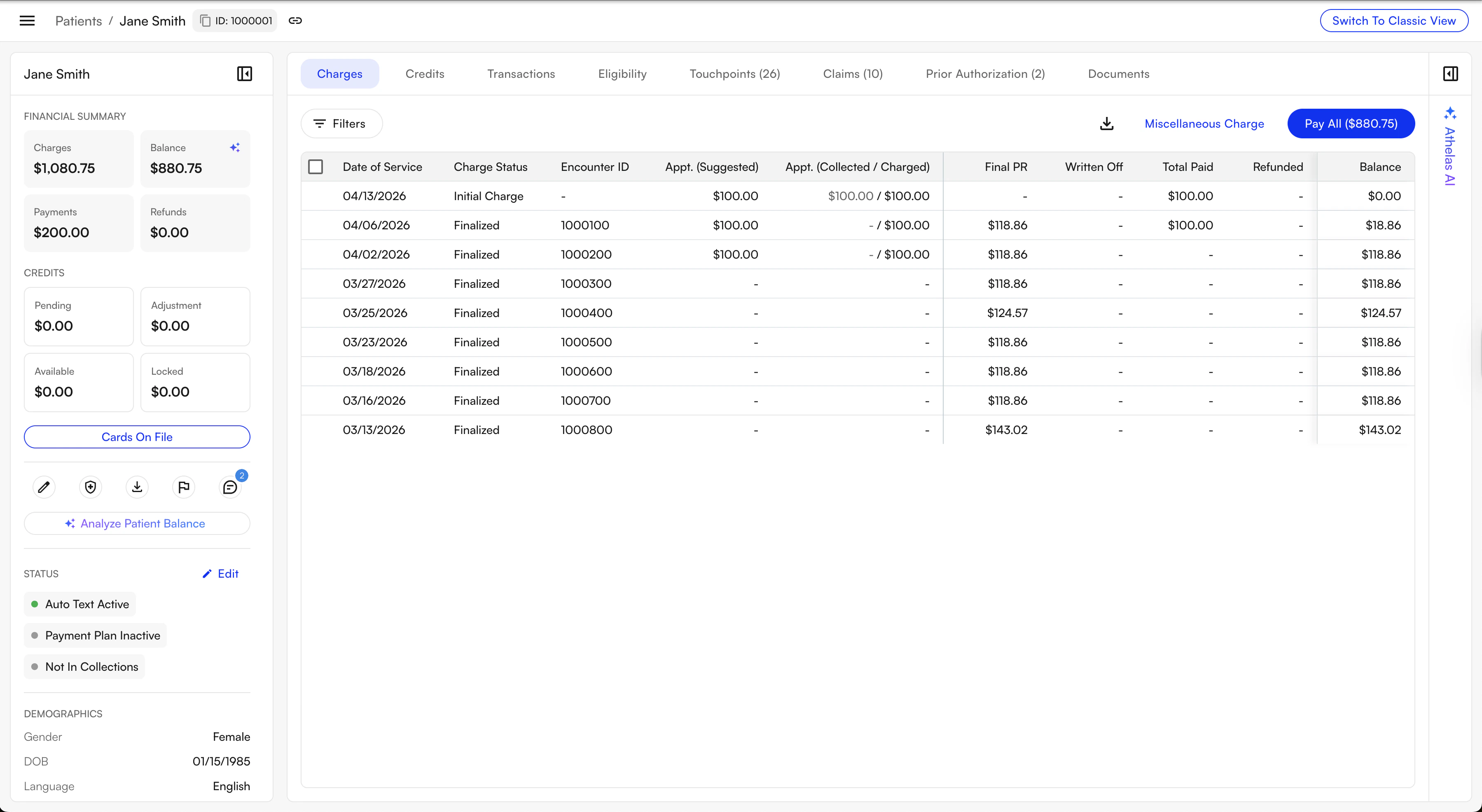 Patient Profile Page Overview
