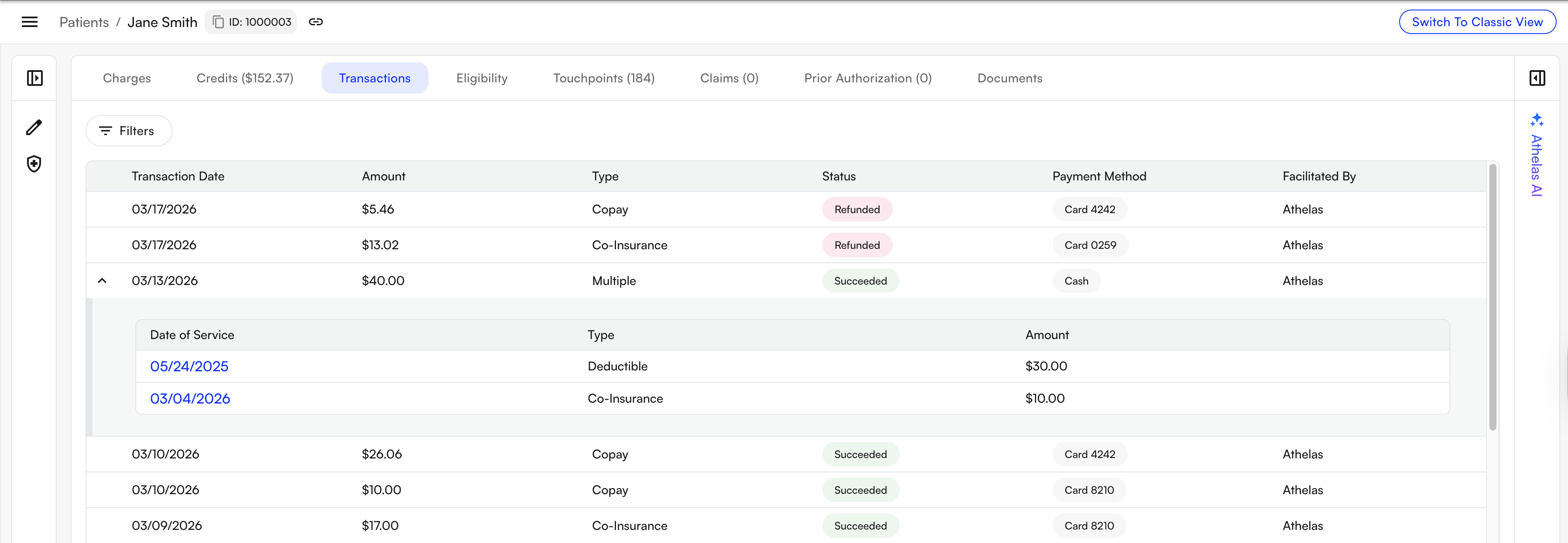 Transactions Table