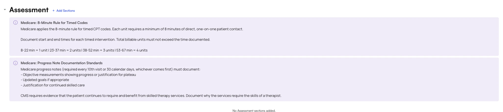 Example alert banners in a chart note section