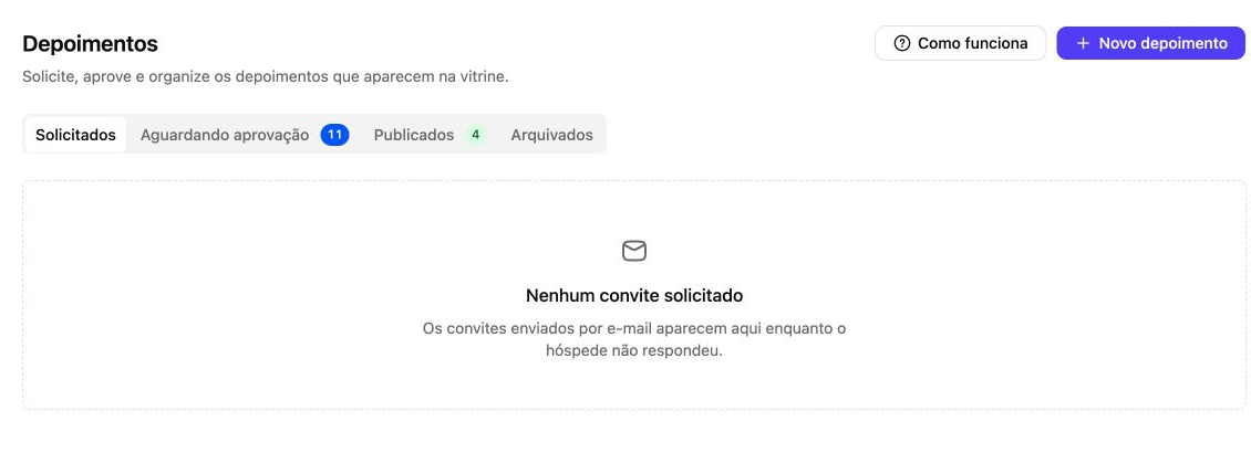 Central de depoimentos com solicitações, aprovações, publicações e arquivamentos