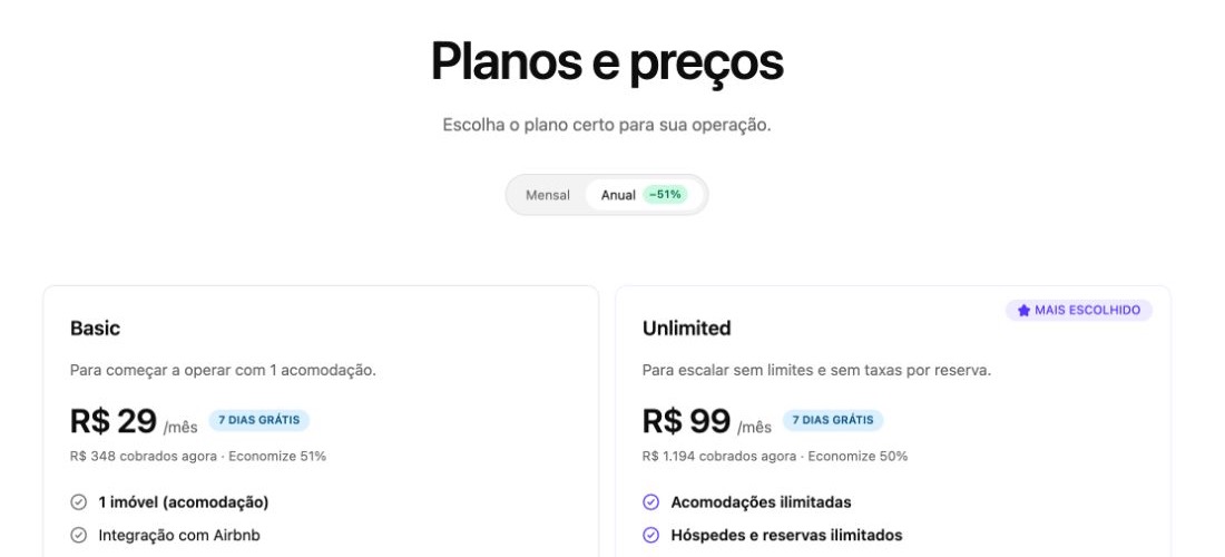 Página de preços anuais da Airbee com teste de 7 dias, total anual e equivalente mensal dos planos Basic e Unlimited