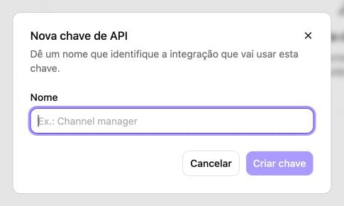 Criação de uma chave de API nomeada para uma integração própria