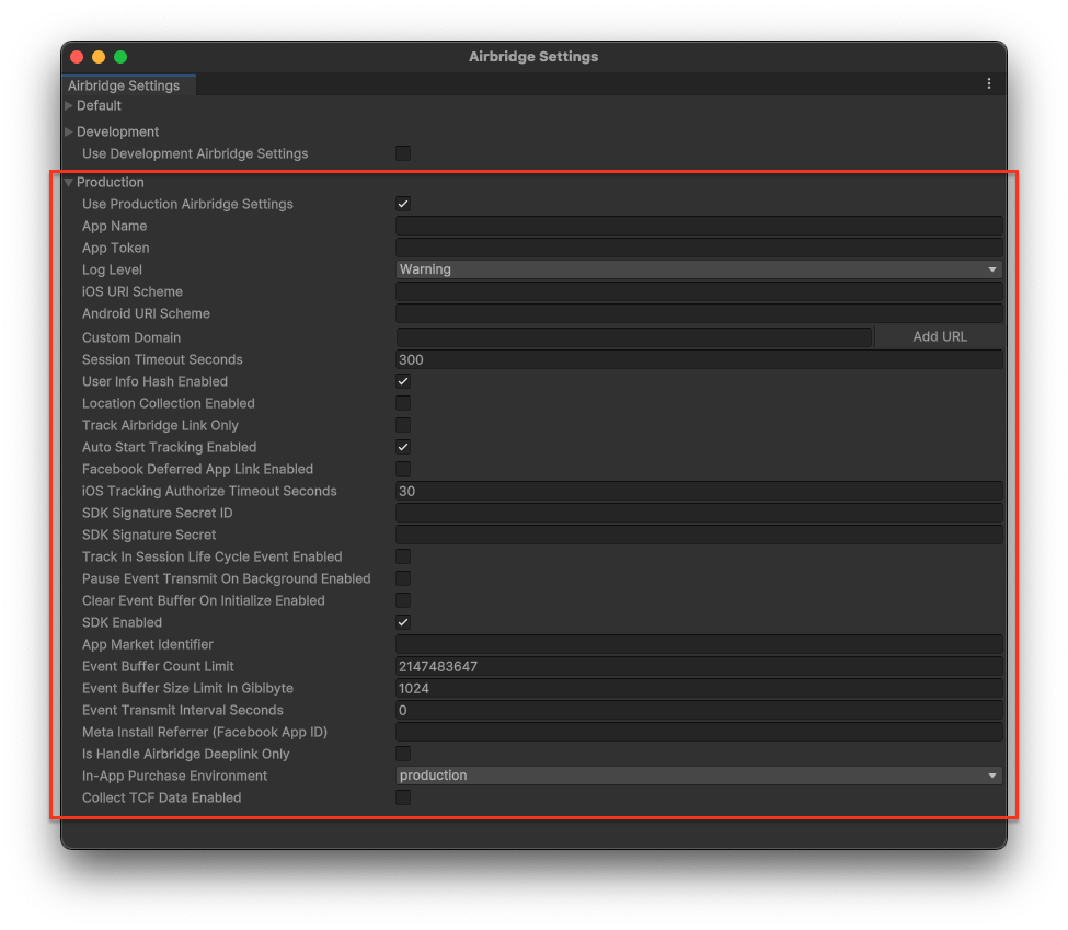 Unity Production Environment