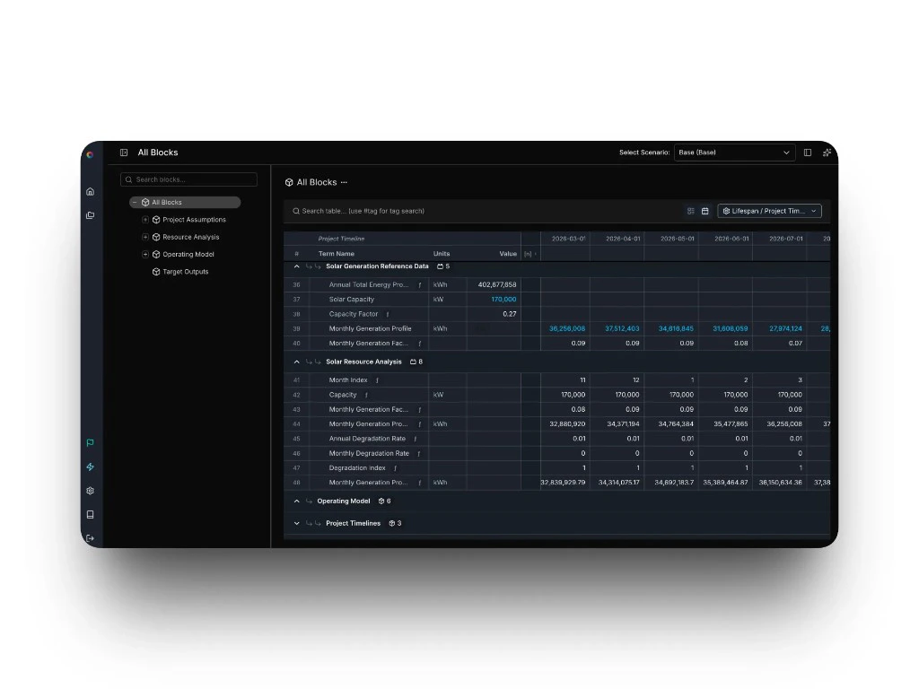 Grid Mode view showing the All Blocks spreadsheet-style layout
