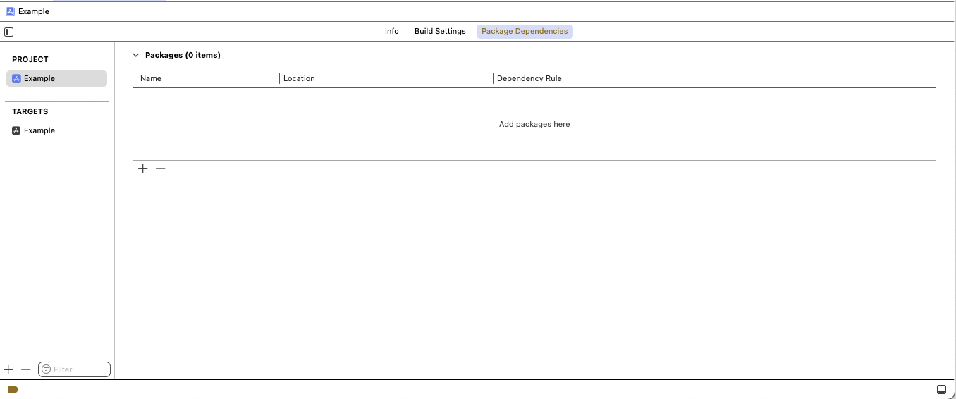 Xcode Package Dependencies View
