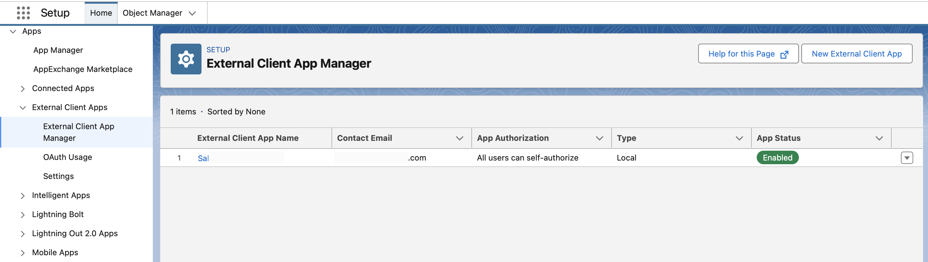 App Manager page