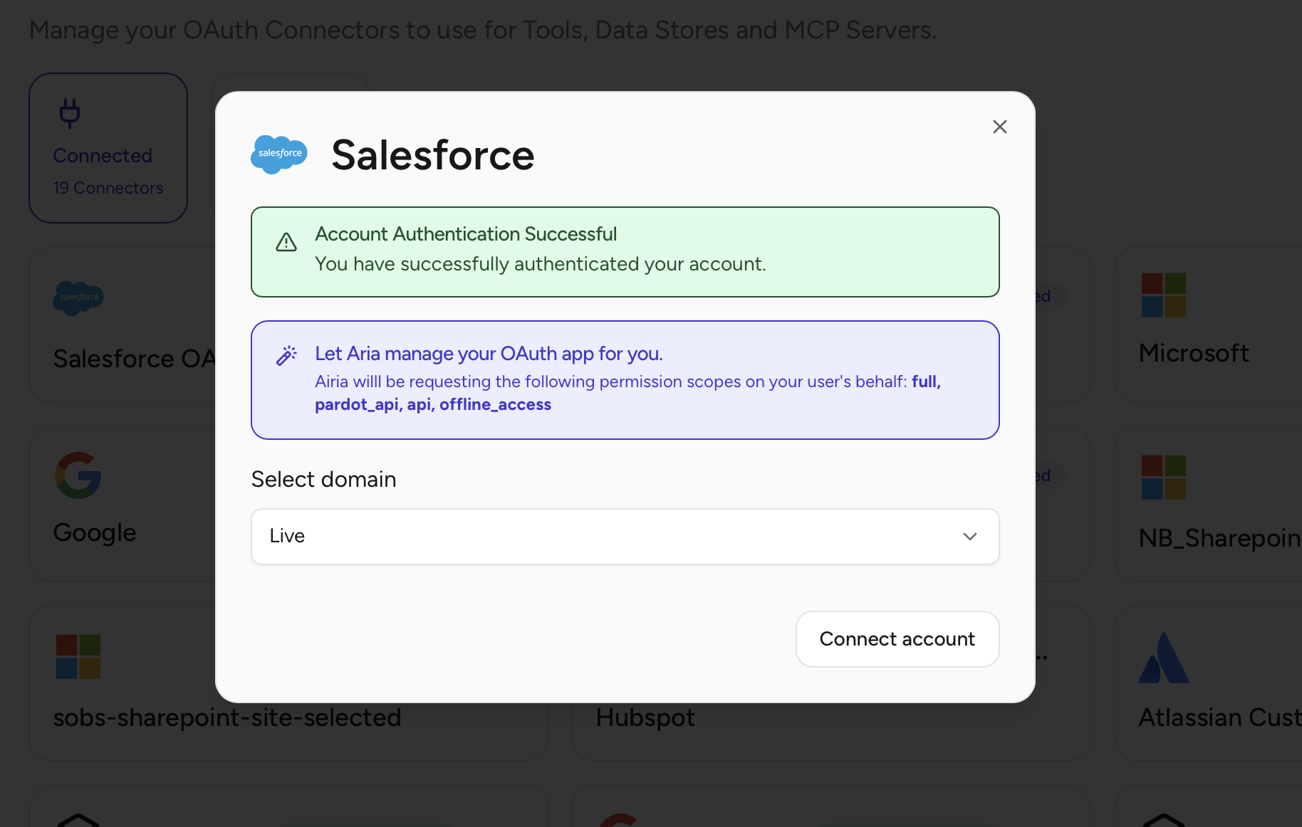 Salesforce OAuth consent screen
