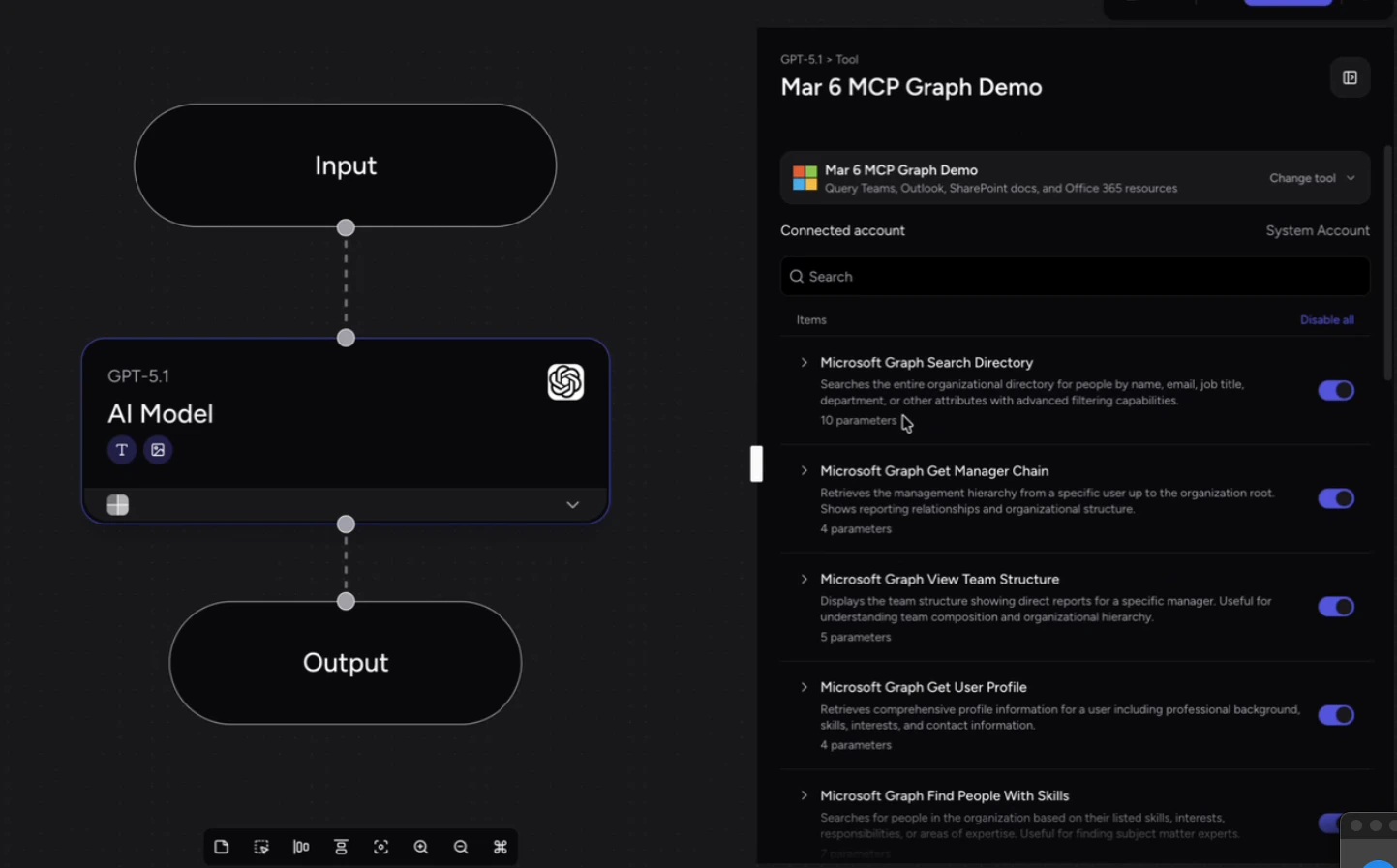Graph MCP tools with service account