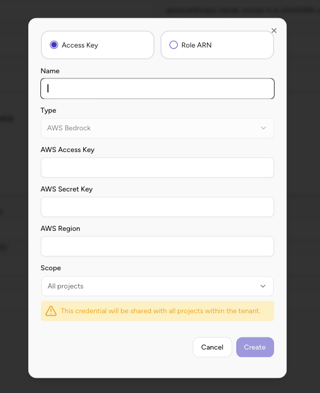 AWS Bedrock Access Key Configuration