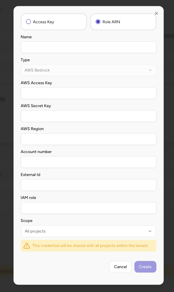 AWS Bedrock Role ARN Configuration