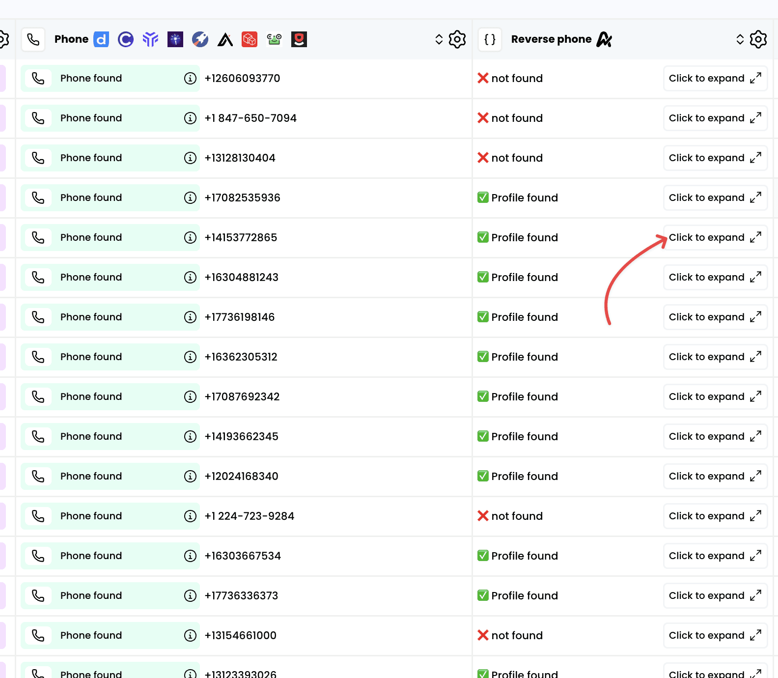 Find LinkedIn profile data from a phone number — 5. Access the results