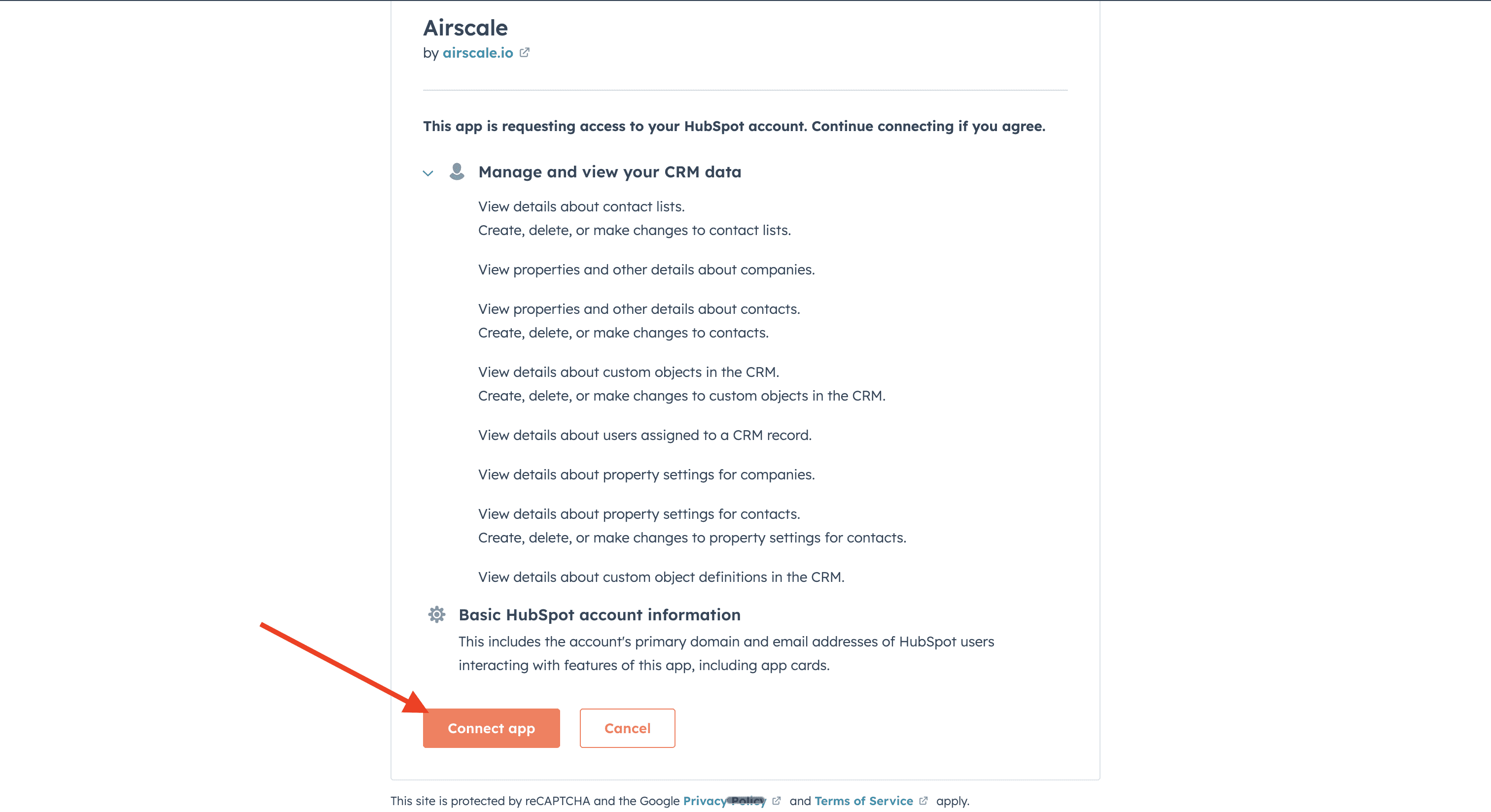 Export your leads to HubSpot — 4. Connect your Hubspot account