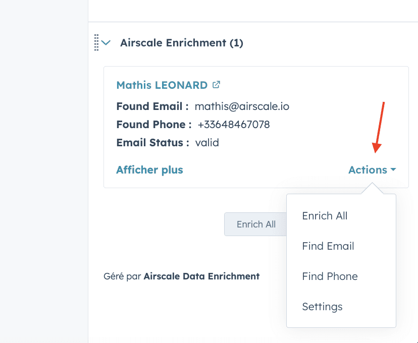 Airscale for HubSpot app — 2. Add your Airscale API key