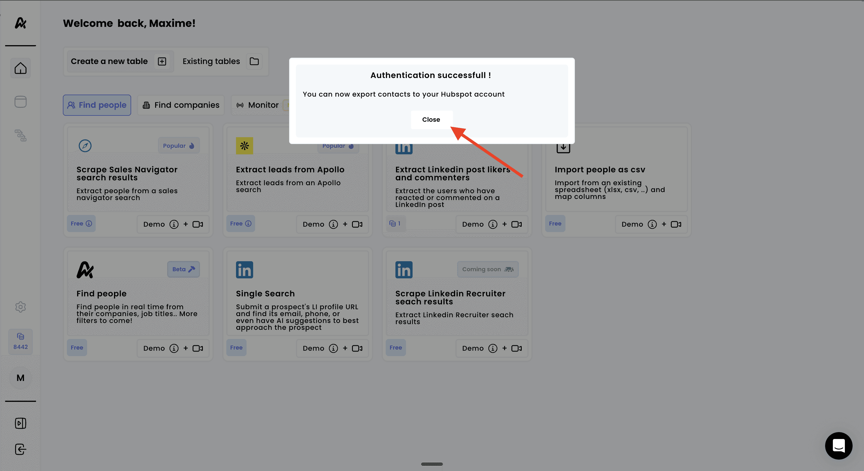 Export your leads to HubSpot — 4. Connect your Hubspot account