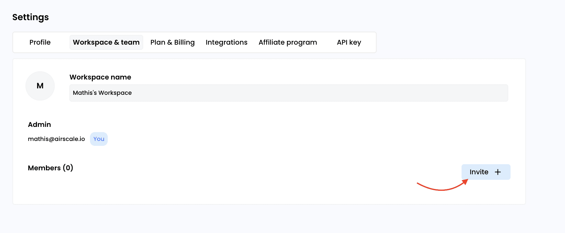 Add users & switch workspaces — 3. Click on "Invite" & "Send invitation"