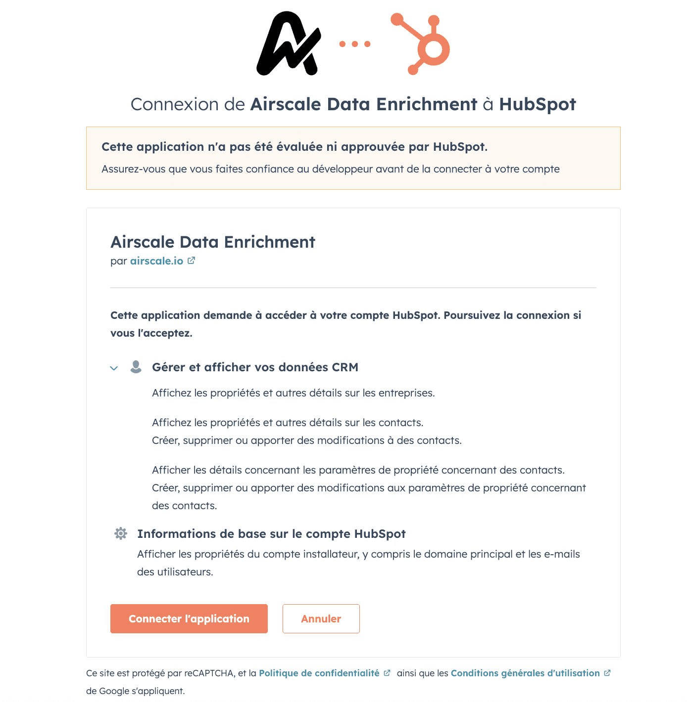 Airscale for HubSpot app — 1. Install the Airscale app on your HubSpot account