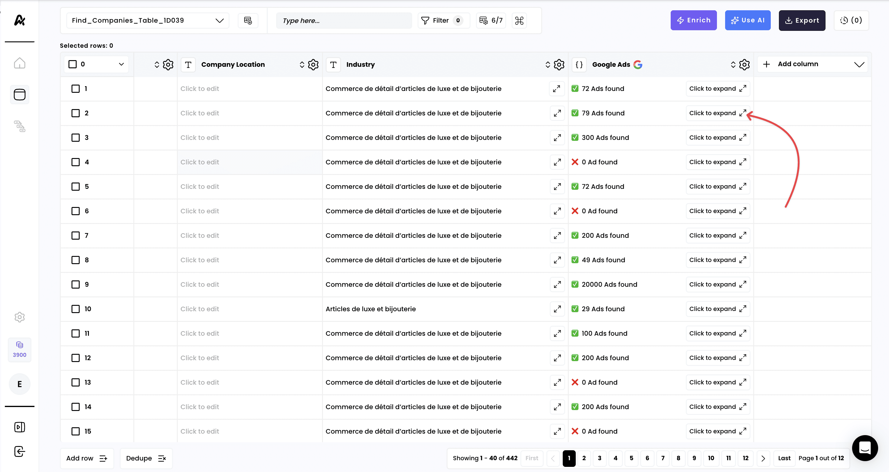 Fetch a company's Google ads — 5. Access the results
