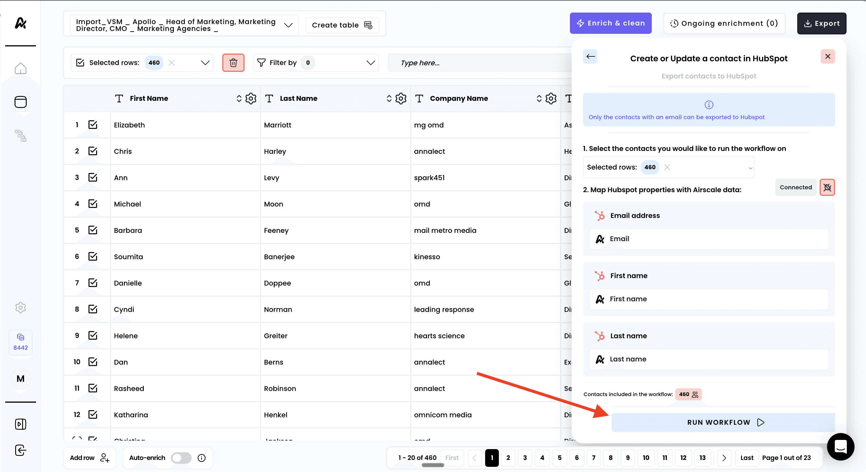 Export your leads to HubSpot — 6. Launch your export