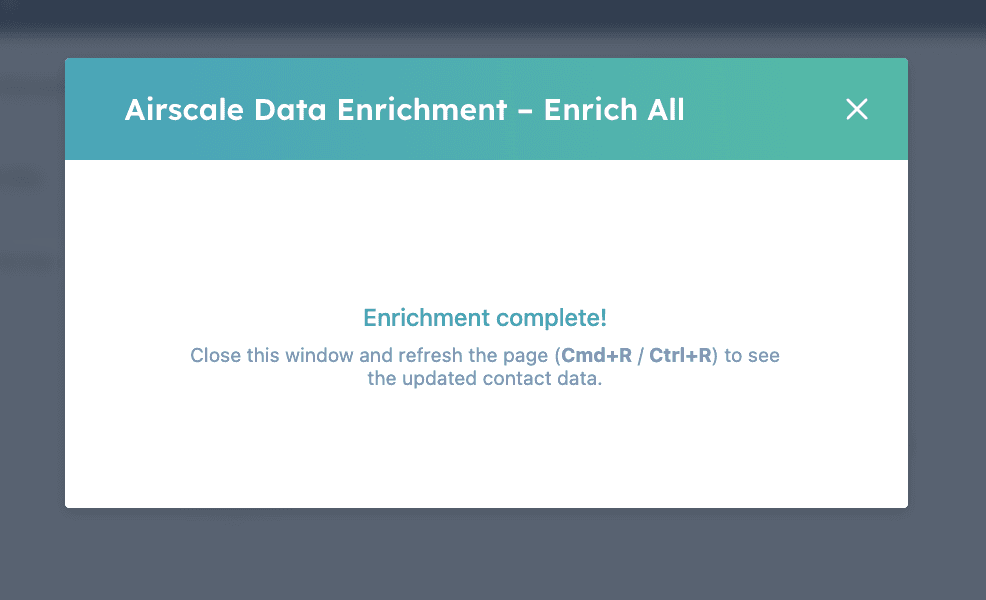 Airscale for HubSpot app — 4. Run your first enrichment
