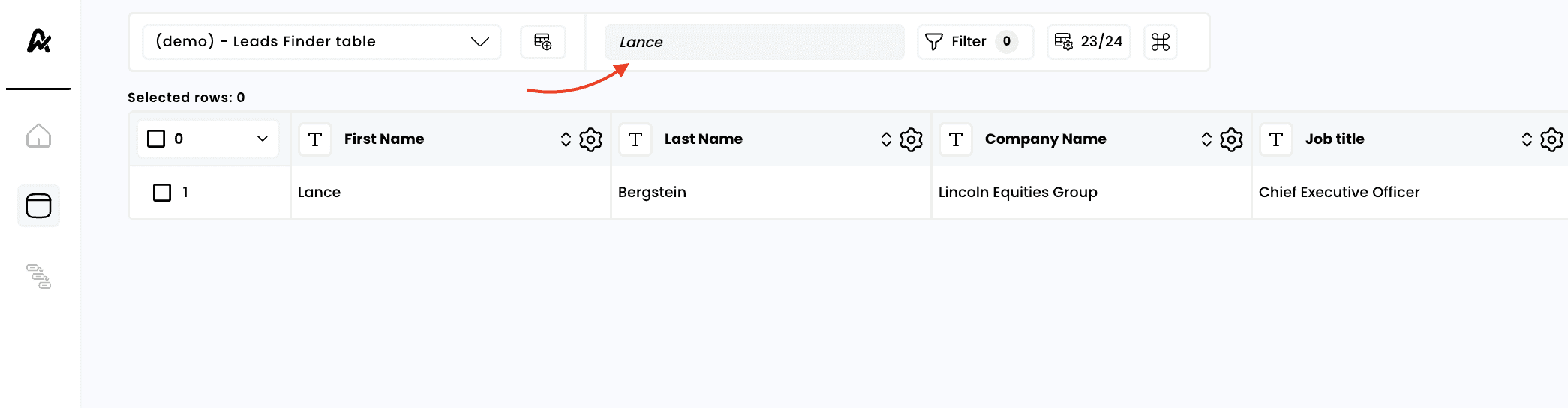 Filter tables — 2. Another option: use the search bar to filter