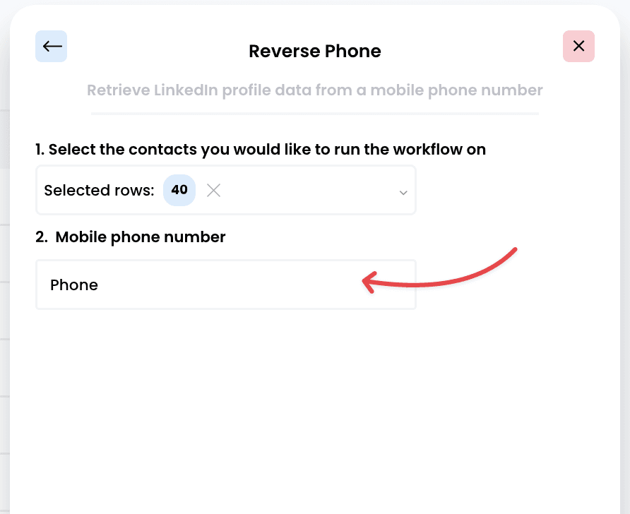 Find LinkedIn profile data from a phone number — 3. Select the right input