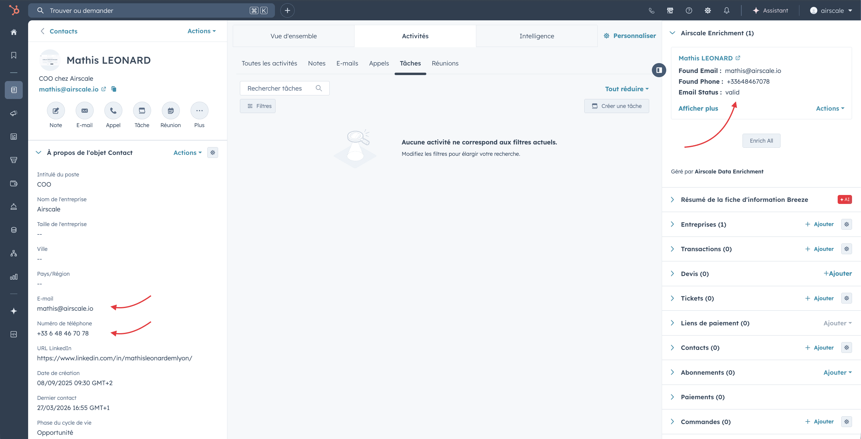 Airscale for HubSpot app — 4. Run your first enrichment