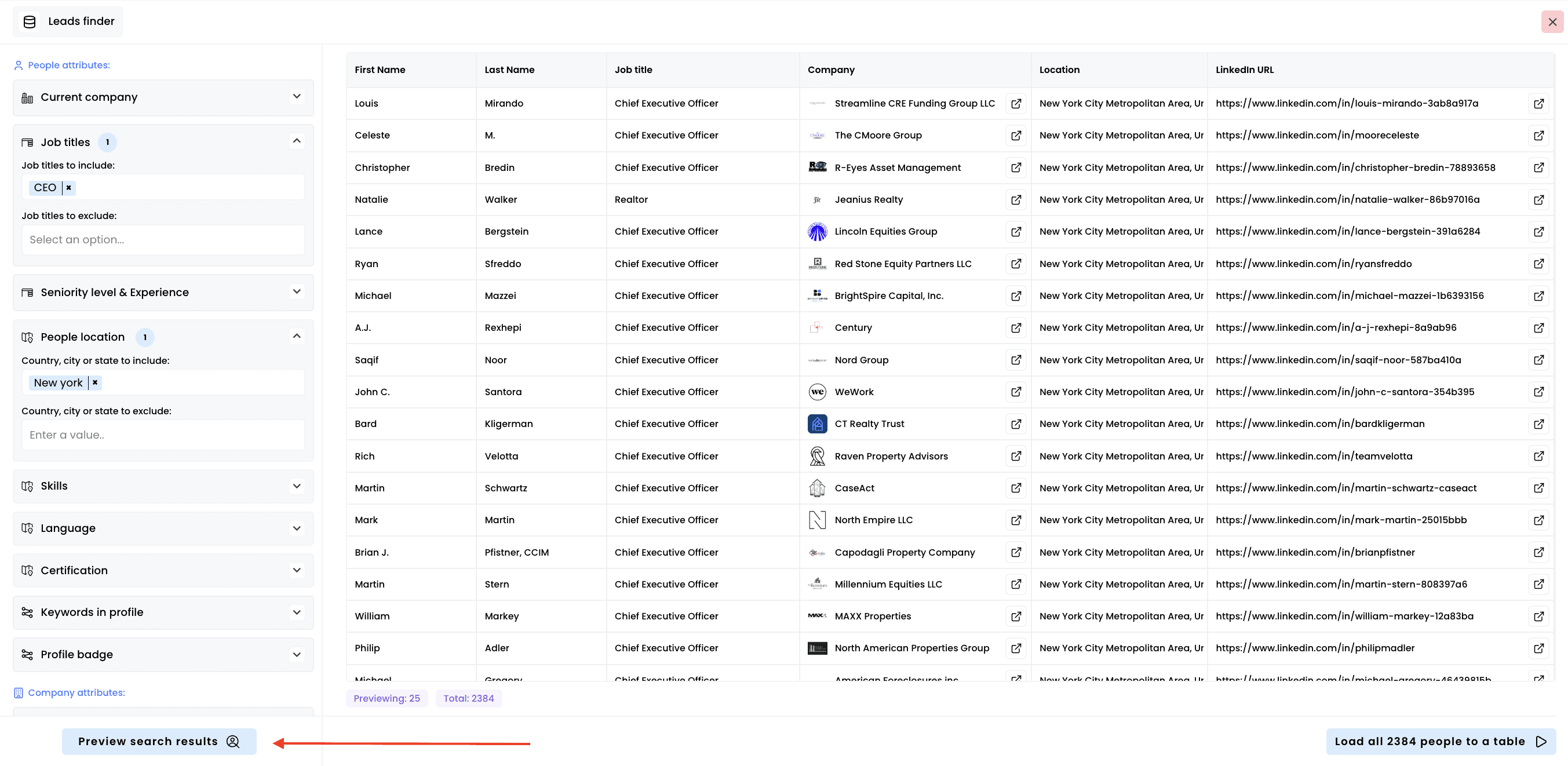 Leads finder — 3. Visualize your results